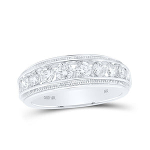 Men's Rings | 10kt White Gold Mens Round Diamond Band Ring 1-1/2 Cttw | Splendid Jewellery GND