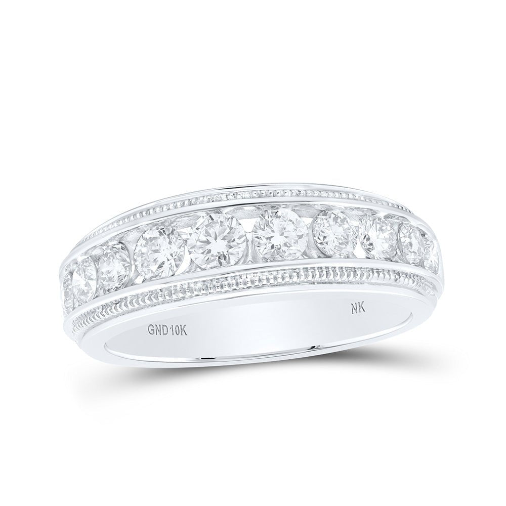 Men's Rings | 10kt White Gold Mens Round Diamond Band Ring 1-1/2 Cttw | Splendid Jewellery GND