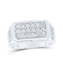 Load image into Gallery viewer, 10kt White Gold Mens Round Diamond Band Ring 1 Cttw | Dazzling Masculine Brilliance - Alternate view 1 from Splendid Jewellery