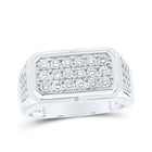 10kt White Gold Mens Round Diamond Band Ring 1 Cttw | Dazzling Masculine Brilliance - Alternate view 1 from Splendid Jewellery