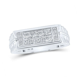 10kt White Gold Men's Round Diamond Band Ring - Exquisite Brilliance - Alternate view 1 from Splendid Jewellery
