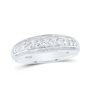 Men's Rings | 10kt White Gold Mens Round Diamond Band Ring 1/2 Cttw | Splendid Jewellery GND