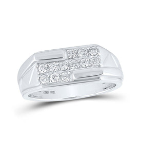 10kt White Gold Men's Round Diamond Band Ring 1/2 Cttw - Exquisite Brilliance - Alternate view 1 from Splendid Jewellery