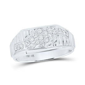 10kt White Gold Men's Round Diamond Band Ring - 1/2 Carat Total Weight - Splendid Jewellery - Alternate view 1 from Splendid Jewellery