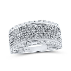 10kt White Gold Men's Round Diamond Band Ring - 1/2 Cttw | Splendid Jewellery - Alternate view 1 from Splendid Jewellery