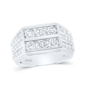10kt White Gold Men's Round Diamond Band Ring - Exquisite Brilliance - Alternate view 1 from Splendid Jewellery