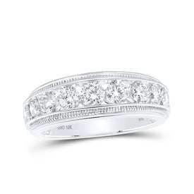 10kt White Gold Mens Round Diamond Band Ring 2 Cttw | Dazzling Elegance - Alternate view 1 from Splendid Jewellery