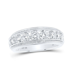 Men's Rings | 10kt White Gold Mens Round Diamond Band Ring 2 Cttw | Splendid Jewellery GND