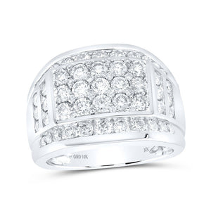 Men's Rings | 10kt White Gold Mens Round Diamond Band Ring 3 Cttw | Splendid Jewellery GND