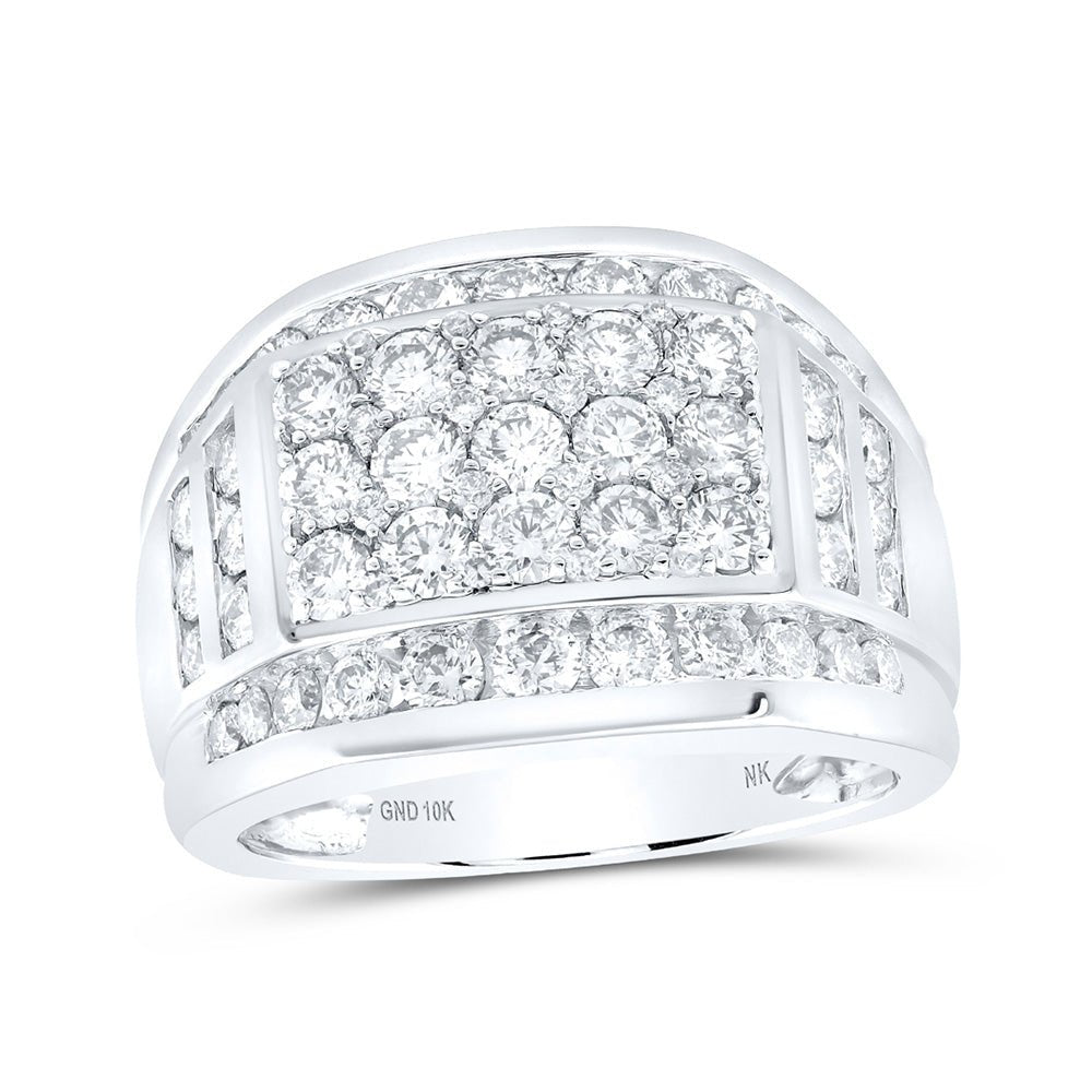 Men's Rings | 10kt White Gold Mens Round Diamond Band Ring 3 Cttw | Splendid Jewellery GND