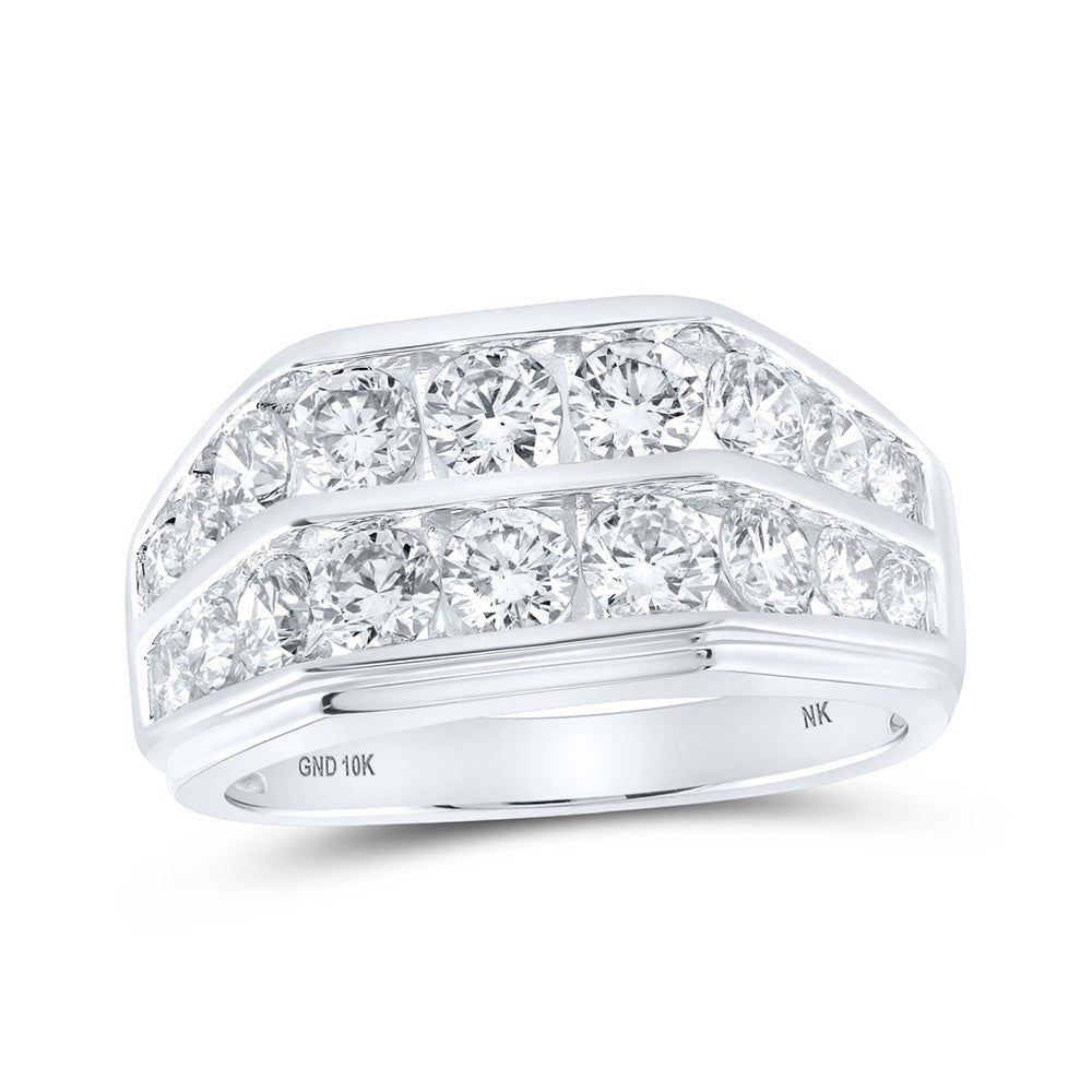 Men's Rings | 10kt White Gold Mens Round Diamond Band Ring 3 Cttw | Splendid Jewellery GND