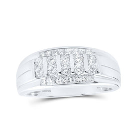 Splendid Jewellery 10kt White Gold Men's Round Diamond Band Ring - A Dazzling Statement Piece with 3/4 Cttw - Alternate view 1 from Splendid Jewellery