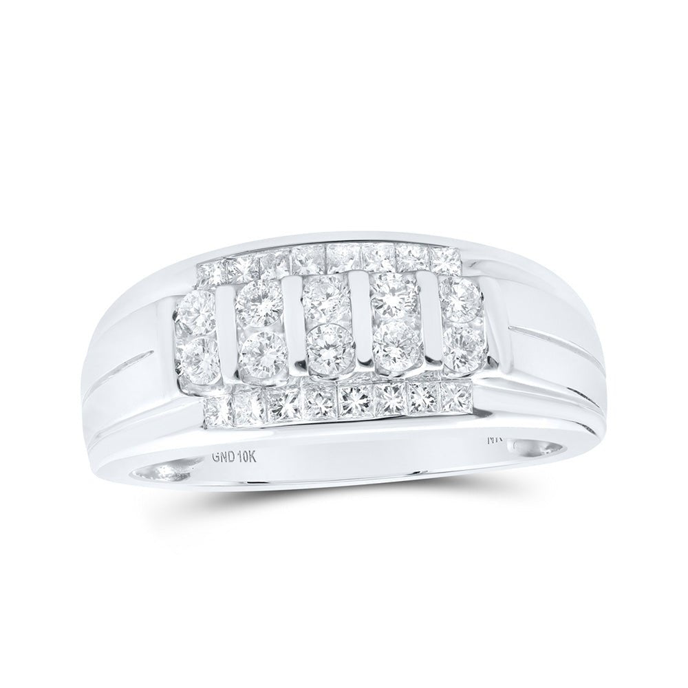 Men's Rings | 10kt White Gold Mens Round Diamond Band Ring 3/4 Cttw | Splendid Jewellery GND