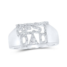 Load image into Gallery viewer, 10kt White Gold Mens Round Diamond BEST DAD Band Ring 1/10 Cttw | Splendid Jewellery -&gt; &quot;Dazzling Diamond Tribute to Fatherhood Ring&quot; - Alternate view 1 from Splendid Jewellery