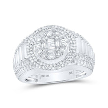 Load image into Gallery viewer, 10kt White Gold Men&#39;s Round Diamond Circle Cluster Ring - A Dazzling Statement of Elegance and Sophistication - Alternate view 1 from Splendid Jewellery