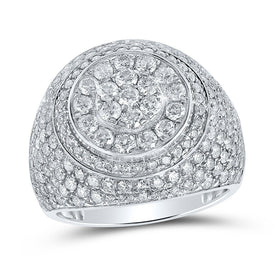 Splendid Jewellery 10kt White Gold Men's Round Diamond Circle Cluster Ring - 4-1/4 Cttw - Alternate view 1 from Splendid Jewellery