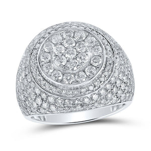 Men's Rings | 10kt White Gold Mens Round Diamond Circle Cluster Ring 4-1/4 Cttw | Splendid Jewellery GND