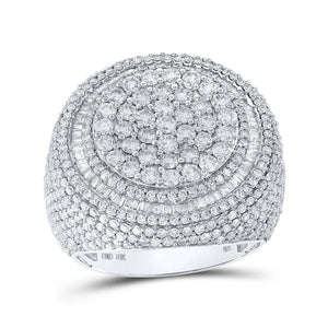 Men's Rings | 10kt White Gold Mens Round Diamond Circle Cluster Ring 5-1/3 Cttw | Splendid Jewellery GND