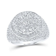 Load image into Gallery viewer, Splendid Jewellery 10kt White Gold Men&#39;s Round Diamond Cluster Ring 3-1/2 Cttw - A Dazzling Affair - Alternate view 1 from Splendid Jewellery