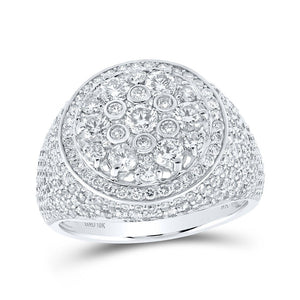 Men's Rings | 10kt White Gold Mens Round Diamond Cluster Ring 3-1/2 Cttw | Splendid Jewellery GND