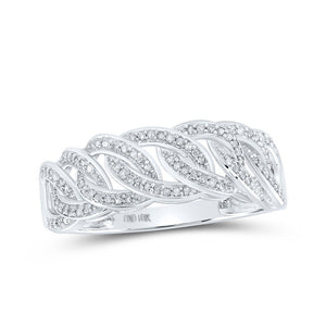 Men's Rings | 10kt White Gold Mens Round Diamond Curb Link Band Ring 1/4 Cttw | Splendid Jewellery GND