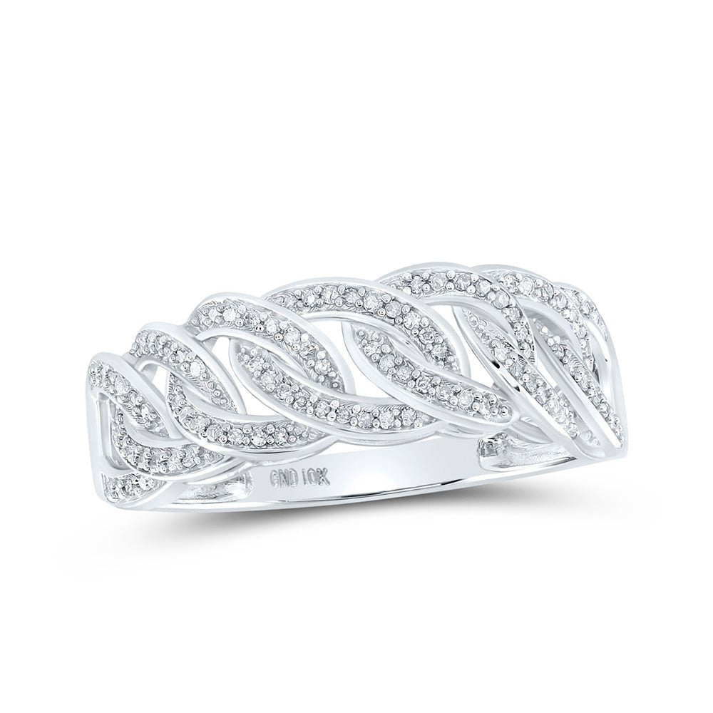 Men's Rings | 10kt White Gold Mens Round Diamond Curb Link Band Ring 1/4 Cttw | Splendid Jewellery GND