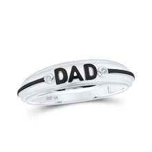 Load image into Gallery viewer, 10kt White Gold Mens Round Diamond DAD Band Ring - A Timeless Tribute - Alternate view 1 from Splendid Jewellery
