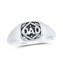 Load image into Gallery viewer, 10kt White Gold Mens Round Diamond DAD Band Ring - A Timeless Tribute - Alternate view 1 from Splendid Jewellery
