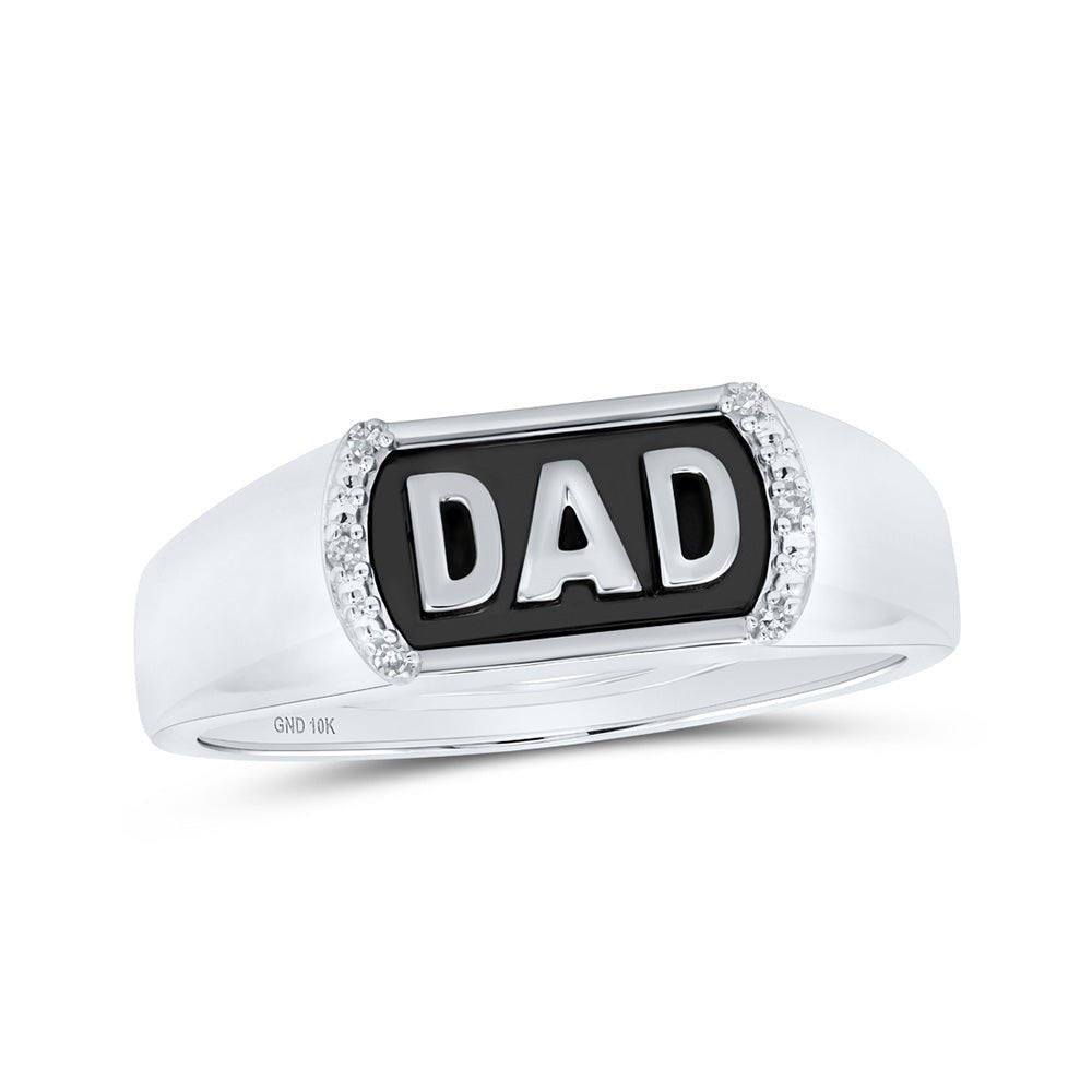 Men's Rings | 10kt White Gold Mens Round Diamond DAD Band Ring .02 Cttw | Splendid Jewellery GND