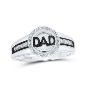 10kt White Gold Men's Round Diamond DAD Circle Ring - A Touch of Elegance for Fathers - Alternate view 1 from Splendid Jewellery