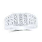 10kt White Gold Men's Round Diamond Flat-top Band Ring 1 Cttw | Exquisite Masculine Brilliance - Alternate view 1 from Splendid Jewellery