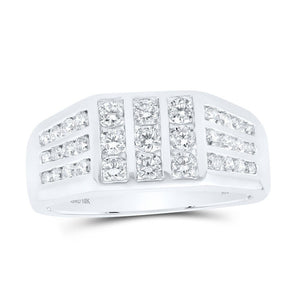 Men's Rings | 10kt White Gold Mens Round Diamond Flat-top Band Ring 1 Cttw | Splendid Jewellery GND