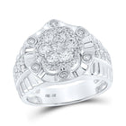 Splendid Jewellery 10kt White Gold Men's Round Diamond Flower Cluster Ring 1-1/2 Cttw - Alternate view 1 from Splendid Jewellery