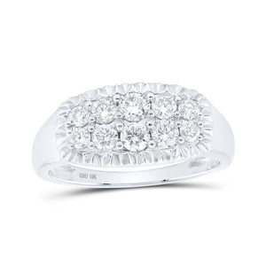 Men's Rings | 10kt White Gold Mens Round Diamond Fluted Band Ring 1 Cttw | Splendid Jewellery GND