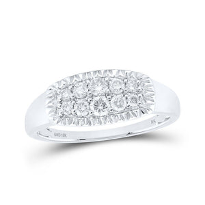 Men's Rings | 10kt White Gold Mens Round Diamond Fluted Band Ring 1/2 Cttw | Splendid Jewellery GND