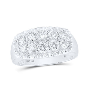 Men's Rings | 10kt White Gold Mens Round Diamond Fluted Band Ring 2 Cttw | Splendid Jewellery GND