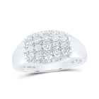 10kt White Gold Mens Round Diamond Fluted Cluster Ring - A Captivating Jewel for Him! - Alternate view 1 from Splendid Jewellery