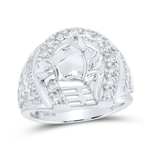Load image into Gallery viewer, Dashing Diamond Horseshoe Men&#39;s Ring in 10kt White Gold - 1/2 Cttw by Splendid Jewellery - Alternate view 1 from Splendid Jewellery