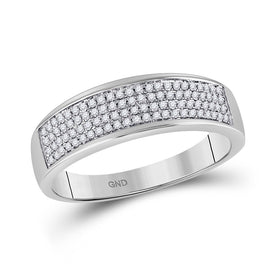 10kt White Gold Men's Round Diamond Pave Band Ring - Exquisite Brilliance - Alternate view 1 from Splendid Jewellery