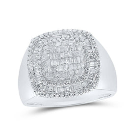 Pillow Square Diamond Ring in 10kt White Gold - 1-1/5 Cttw | Stylish Men's Jewelry - Alternate view 1 from Splendid Jewellery
