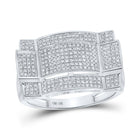 10kt White Gold Men's Diamond Rectangle Cluster Ring - Striking Elegance 1/2 Cttw - Alternate view 1 from Splendid Jewellery