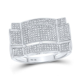 10kt White Gold Men's Diamond Rectangle Cluster Ring - Striking Elegance 1/2 Cttw - Alternate view 1 from Splendid Jewellery