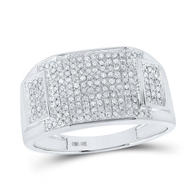 10kt White Gold Men's Rectangle Cluster Diamond Ring - 1/2 Cttw | Splendid Jewellery - Alternate view 1 from Splendid Jewellery
