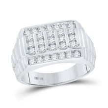 Load image into Gallery viewer, 10kt White Gold Ribbed Diamond Men&#39;s Fashion Ring - 1 Cttw - Alternate view 1 from Splendid Jewellery