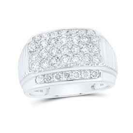 Diamond Ribbed White Gold Men's Band Ring - 2 Cttw | Splendid Jewellery - Alternate view 1 from Splendid Jewellery