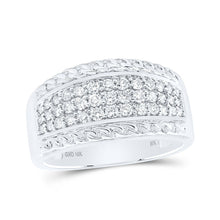 Load image into Gallery viewer, 10kt White Gold Mens Round Diamond Rope-accent Band Ring 3/4 Cttw - Alternate view 1 from Splendid Jewellery