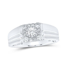 Load image into Gallery viewer, 10kt White Gold Men&#39;s Round Diamond Solitaire Band Ring - A Dazzling Statement of Masculine Elegance - Alternate view 1 from Splendid Jewellery