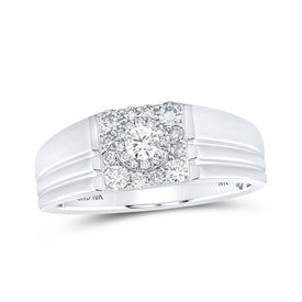 10kt White Gold Men's Round Diamond Solitaire Band Ring - A Dazzling Statement of Masculine Elegance - Alternate view 1 from Splendid Jewellery