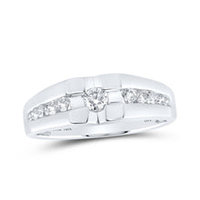 Load image into Gallery viewer, 10kt White Gold Men&#39;s Round Diamond Solitaire Band Ring - Exquisite Brilliance - Alternate view 1 from Splendid Jewellery