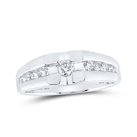 10kt White Gold Men's Round Diamond Solitaire Band Ring - Exquisite Brilliance - Alternate view 1 from Splendid Jewellery